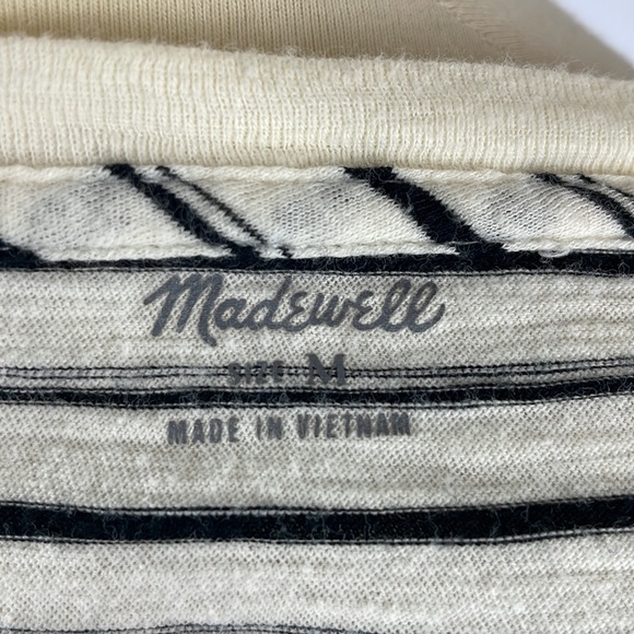 Madewell Ivory with Black Stripes 100% Cotton "This or That" Tee - Size Medium - Picture 9 of 13